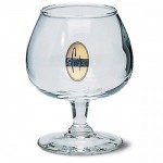 Brandy snifter with a company logo