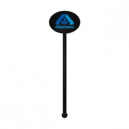 Black 6" Plastic Stir Sticks - Oval Top