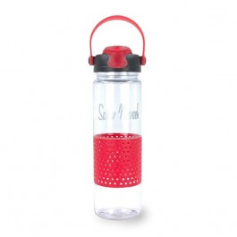 Clear / Red 24 oz Wisconsin Plastic Water Bottle