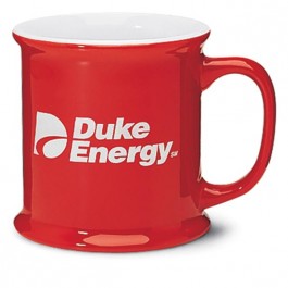 Red / White 13 1/2 oz Corporate Red Vitrified Ceramic Coffee Mug