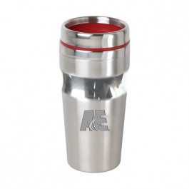 Stainless / Red 15 oz Engraved Accent Lid Band Tumbler