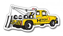 White 4.75 x 2.25 Tow Truck Shape Magnet