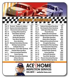 White 3.5 x 4 Round Corner NASCAR Sport Schedule Magnet