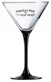 Clear / Black 10 oz. Martini Glass with Black Stem