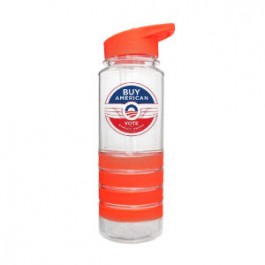 Clear / Orange 25oz Tritan Rubber Grip Water Bottle 