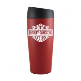 Red / Black 16oz Double Wall Push Top Stainless Tumbler