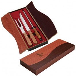 Walnut Laser Etched Ying Yang Box Carving Knife Set
