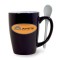 Black / White 16 oz Mete Ceramic Mug with Spoon