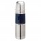 Silver / Blue 17 oz. Debossed Stainless Steel Sleeve Flask