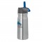 Silver / Blue 26 oz. Carabiner Clip Steel Water Bottle