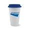 White / Blue 10 oz Espanola Ceramic Coffee Mug
