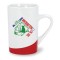 White / Red 12 oz Kensington Bottom Design Ceramic Coffee Mug
