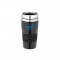 Black / Silver 16 oz Stainless Steel Double-Wall Tumbler with Rubber Grip