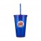Blue 16 oz Acrylic Double Wall Tumbler with Straw