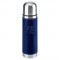 Blue 16 oz Debossed Leatherette Vacuum Bottle