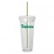 Clear / Green 20 oz Acrylic Double Wall Tumbler with Straw