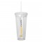 Clear / White 20 oz Acrylic Double Wall Tumbler with Straw