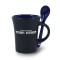 Black / Cobalt Blue 9 oz Hilo Mete Two Tone Ceramic Mug with Spoon