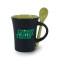 Black / Rye Green 9 oz Hilo Mete Two Tone Ceramic Mug with Spoon