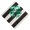 Big Stripes Black Foil Stamped 3-Ply Pattern Beverage Napkin
