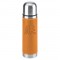Orange 16 oz Debossed Leatherette Vacuum Bottle