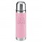 Pink 16 oz Debossed Leatherette Vacuum Bottle
