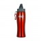 Red / Gray 28 oz Single-Wall Curved Bottle with Straw