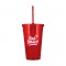 Red 16 oz Acrylic Double Wall Tumbler with Straw