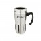 Silver / Black 16 oz Comfort Grip Stainless Steel Double-Wall Mug