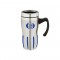 Silver / Blue 16 oz Comfort Grip Stainless Steel Double-Wall Mug