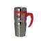 Silver / Red 16 oz Highlight Stainless Steel Travel Mug