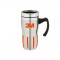 Silver / Red 16 oz Comfort Grip Stainless Steel Double-Wall Mug