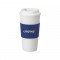 White / Blue 16 oz Plastic Cup with Rubber Sleeve