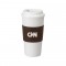 White / Brown 16 oz Plastic Cup with Rubber Sleeve