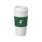 White / Green 16 oz Plastic Cup with Rubber Sleeve