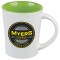 White / Green 13 oz. Ceramic Citrus Coffee Mug