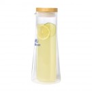 1L Double Wall Glass Carafe w/ Bamboo Lid